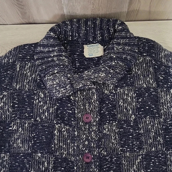 Sears Womens L Vintage Cardigan Checkered Button Front Retro Made In Japan‎ - Picture 3 of 7